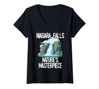 Donna Tour estivo della Giornata della Terra, capolavoro della natura delle Cascate del Niagara Maglietta con Collo a V