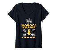 Donna Tour Mondiale dell'Impero mongolo di Gengis Khan Maglietta con Collo a V
