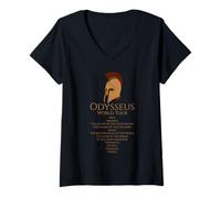 Donna Tour Mondiale di Ulisse - Mitologia Epica Greca Antica Maglietta con Collo a V