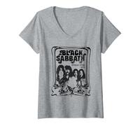 Donna Tour mondiale ufficiale dei Black Sabbath 78 in bianco e nero Maglietta con Collo a V