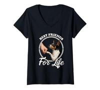Donna Toy Fox Terrier Dog Lover Design Bellissimo Giocattolo Fox Terrier Maglietta con Collo a V