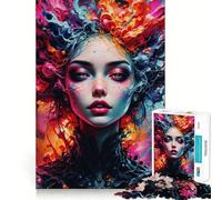 Donna tra schizzi colorati Puzzle da 1000 pezzi per adulti Gioco di logica ed esercizio fisico Incastro perfetto Attività di condivisione per i propri cari (38x26cm)