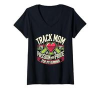 Donna Traccia Mamma Passione e Orgoglio per Il Mio Corridore Maglietta con Collo a V