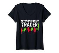 Donna Trader di criptovalute - Trading di criptovalute per Trader di Futures Maglietta con Collo a V