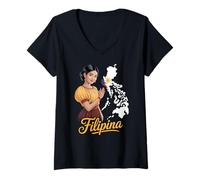 Donna Tradizionale Filippina Pride Woman Costume Heritage Culture Maglietta con Collo a V