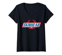 Donna Tradizionale OI Skinhead Punk-Rock Maglietta con Collo a V