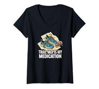 Donna Trail Runner Hiker Trail Mix Is My Medication Maglietta con Collo a V