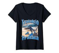 Donna Tralalelo Tralala Funny Shark Italian Brainrot Meme Graphic Maglietta con Collo a V
