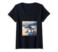 Donna Tralalelo Tralala Funny Shark Italian Brainrot Meme Graphic Maglietta con Collo a V