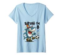 Donna Tralalero Tralala Italian Brainrot Boy Soccer 8th Birthday Maglietta con Collo a V