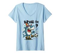 Donna Tralalero Tralala Italian Brainrot Boy Soccer 9th Birthday Maglietta con Collo a V