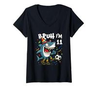 Donna Tralalero Tralala Italian Brainrot Soccer 11th Birthday Maglietta con Collo a V