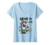 Donna Tralalero Tralala Italian Brainrot Soccer 12th Birthday Maglietta con Collo a V