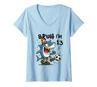 Donna Tralalero Tralala Italian Brainrot Soccer 13th Birthday Maglietta con Collo a V