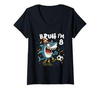 Donna Tralalero Tralala Italian Brainrot Soccer 8th Birthday Maglietta con Collo a V