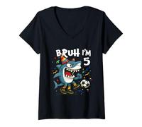 Donna Tralalero Tralala Italian Brainrot Soccer 9th Birthday Maglietta con Collo a V