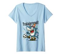 Donna Tralalero Tralala Italian Brainrot Soccer Birthday Meme Boys Maglietta con Collo a V