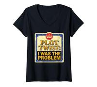 Donna Trama Sarcastic Twist I Was The Problem Funny Book Cover Meme Maglietta con Collo a V