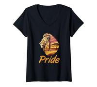 Donna Tramonto africano della savana del Lion Pride Maglietta con Collo a V