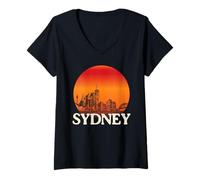 Donna Tramonto dell'orizzonte di Viaggio di Sydney Australia Maglietta con Collo a V