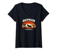 Donna Tramonto di Oatman Arizona Maglietta con Collo a V
