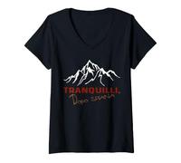 Donna Tranquilli Dopo la Spianata Uomini e Donne Trekking Montagna Maglietta con Collo a V