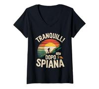 Donna tranquilli Dopo spiana Montagna Trekking ironico Maglietta con Collo a V