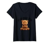 Donna Tranquillo Meditativo Orso Zen Serenity Maglietta con Collo a V