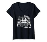 Donna Trans Am Muscle Car Patriottica American Flag USA Classic Car Maglietta con Collo a V