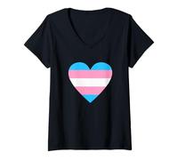 Donna Trans Flag in Heart Shape LGBTQ+ Activist Transgender LGBT Maglietta con Collo a V