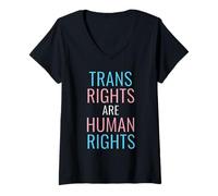Donna Trans Rights Are Human Rights LGBTQ+ Activist Trans Flag Maglietta con Collo a V