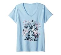 Donna Transformers Evergreen 4th of July Stars & Fireworks Poster Maglietta con Collo a V