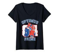 Donna Transformers Optimus Prime Collegiate Maglietta con Collo a V