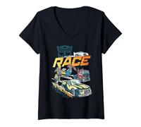 Donna Transformers Race To The Finish Maglietta con Collo a V