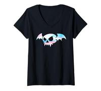 Donna Transgender Bat Vampire Skull Trans Pride Goth Halloween Maglietta con Collo a V