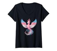 Donna Transgender Phoenix Bird Trans Pride Flag Rising From Ashes Maglietta con Collo a V