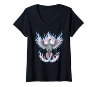 Donna Transgender Phoenix Halloween Trans Flag Rising from Ashes Maglietta con Collo a V