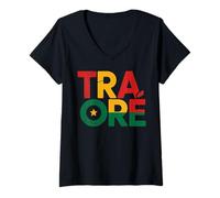Donna Traore Burkina Faso Africa Africana per Ibrahim Traoré Maglietta con Collo a V
