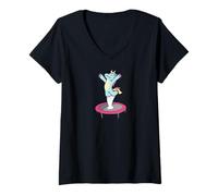 Donna Trapola per bambini, per fitness, con unicorno, per allenamento Maglietta con Collo a V