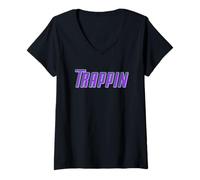 Donna Trappin Viola Trap Music Gear for Trap Beat Rappers Maglietta con Collo a V