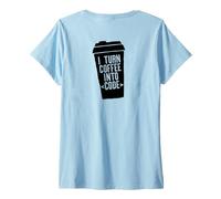 Donna TRASFORMO Il caffè in CODICE Web Developers Coding Meme sul Retro Maglietta con Collo a V