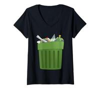 Donna Trash Can Costume Cartone Animato Maglietta con Collo a V