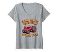 Donna Trattore Voce Sarcastico Farmer Big Mouth Attitude Maglietta con Collo a V