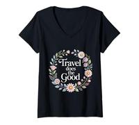 Donna Travel Does The Good Viaggio avventuroso |- Maglietta con Collo a V