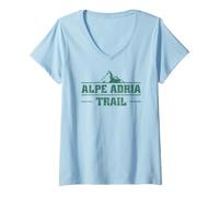 Donna Traversamento Alpino Alpe Adria Trail Maglietta con Collo a V