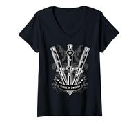 Donna Tre di Spade Tarocchi Astrologia Switchblade Maglietta con Collo a V