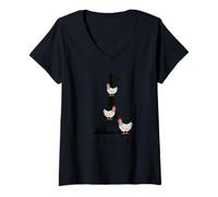 Donna Tre Galline francesi Camicia dodici Giorni di Natale Maglietta con Collo a V