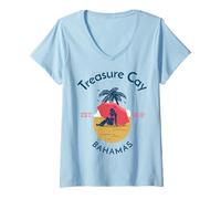Donna Treasure Cay Great Abaco Island alle Bahamas Maglietta con Collo a V