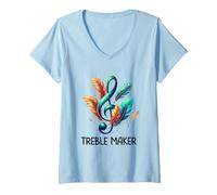 Donna Treble Maker Divertente nota musicale per gli amanti della musica Maglietta con Collo a V