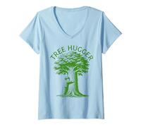 Donna Tree Hugger Kid Hugging a Tree Earth Day Maglietta con Collo a V